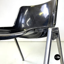 将图片加载到图库查看器,Black chairs Modus SM 203 by Osvaldo Borsani for Tecno, 1980s