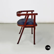 Load image into Gallery viewer, Wood and dark grey fabric chair with armrests, 1960s