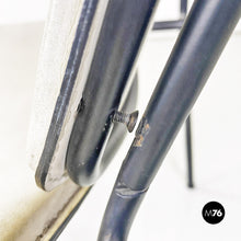 Load image into Gallery viewer, White leather and black metal folding chair, 1980s