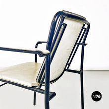 Load image into Gallery viewer, White leather and black metal folding chair, 1980s