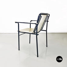 Load image into Gallery viewer, White leather and black metal folding chair, 1980s