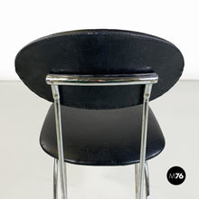 画像をギャラリービューアに読み込む, Steel and black leather chair by Alessandro Mendini for Zabro, 1980s