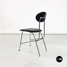 画像をギャラリービューアに読み込む, Steel and black leather chair by Alessandro Mendini for Zabro, 1980s