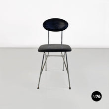 画像をギャラリービューアに読み込む, Steel and black leather chair by Alessandro Mendini for Zabro, 1980s