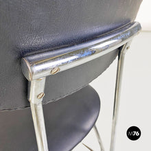 画像をギャラリービューアに読み込む, Steel and black leather chair by Alessandro Mendini for Zabro, 1980s