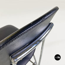 画像をギャラリービューアに読み込む, Steel and black leather chair by Alessandro Mendini for Zabro, 1980s