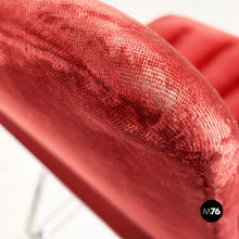 Charger l'image dans la galerie, Brick red velvet and chromed metal chairs, 1970s