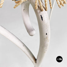 Load image into Gallery viewer, White iron garden chairs with magenta red pillow, 1960s