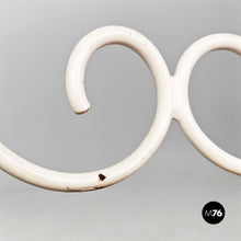 Load image into Gallery viewer, White iron garden chairs with magenta red pillow, 1960s