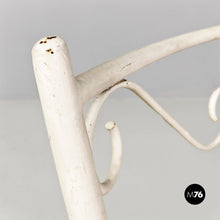 Load image into Gallery viewer, White iron garden chairs with magenta red pillow, 1960s