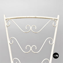 Load image into Gallery viewer, White iron garden chairs with magenta red pillow, 1960s