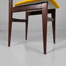 Load image into Gallery viewer, Wooden and yellow fabric chairs, 1960s