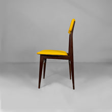 Load image into Gallery viewer, Wooden and yellow fabric chairs, 1960s