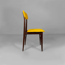 Load image into Gallery viewer, Wooden and yellow fabric chairs, 1960s