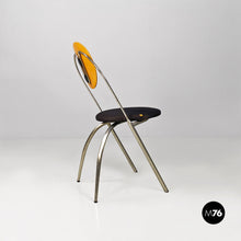 画像をギャラリービューアに読み込む, Steel, wood and black fabric chairs by De Pas, D'Urbino and Lomazzi of Studio DDL for Zero Disegno, 1990s