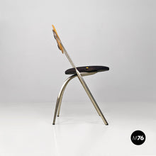 画像をギャラリービューアに読み込む, Steel, wood and black fabric chairs by De Pas, D'Urbino and Lomazzi of Studio DDL for Zero Disegno, 1990s