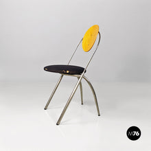 画像をギャラリービューアに読み込む, Steel, wood and black fabric chairs by De Pas, D'Urbino and Lomazzi of Studio DDL for Zero Disegno, 1990s