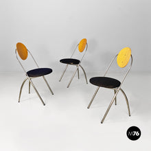 画像をギャラリービューアに読み込む, Steel, wood and black fabric chairs by De Pas, D'Urbino and Lomazzi of Studio DDL for Zero Disegno, 1990s