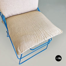 画像をギャラリービューアに読み込む, Light blue metal and beige fabric Sof Sof chairs by Enzo Mari for Driade, 1980s
