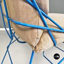 画像をギャラリービューアに読み込む, Light blue metal and beige fabric Sof Sof chairs by Enzo Mari for Driade, 1980s