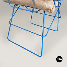 画像をギャラリービューアに読み込む, Light blue metal and beige fabric Sof Sof chairs by Enzo Mari for Driade, 1980s