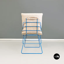 画像をギャラリービューアに読み込む, Light blue metal and beige fabric Sof Sof chairs by Enzo Mari for Driade, 1980s