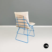画像をギャラリービューアに読み込む, Light blue metal and beige fabric Sof Sof chairs by Enzo Mari for Driade, 1980s