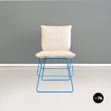 画像をギャラリービューアに読み込む, Light blue metal and beige fabric Sof Sof chairs by Enzo Mari for Driade, 1980s