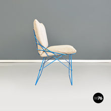 画像をギャラリービューアに読み込む, Light blue metal and beige fabric Sof Sof chairs by Enzo Mari for Driade, 1980s