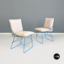 画像をギャラリービューアに読み込む, Light blue metal and beige fabric Sof Sof chairs by Enzo Mari for Driade, 1980s