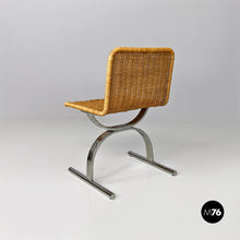 Load image into Gallery viewer, Rattan and chromed steel chairs, 1970s