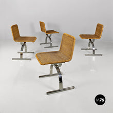 Load image into Gallery viewer, Rattan and chromed steel chairs, 1970s