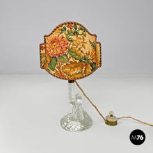 画像をギャラリービューアに読み込む, Table lamps by Seguso in Murano glass and floral fabric, 1930s