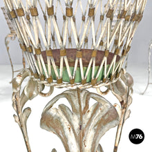 画像をギャラリービューアに読み込む, White wrought iron vase holder with floral decorations, 1900s