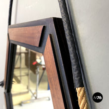 画像をギャラリービューアに読み込む, Hexagonal wooden wall mirror with rope, 1960s