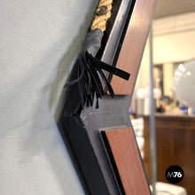 画像をギャラリービューアに読み込む, Hexagonal wooden wall mirror with rope, 1960s