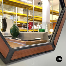 画像をギャラリービューアに読み込む, Hexagonal wooden wall mirror with rope, 1960s
