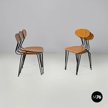 将图片加载到图库查看器,Chair in brown formica and black metal, 1960s