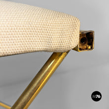 Carica l'immagine nel visualizzatore di Gallery, Stools in golden metal and white fabric, 1980s