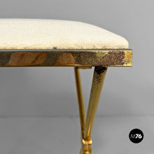Carica l'immagine nel visualizzatore di Gallery, Stools in golden metal and white fabric, 1980s
