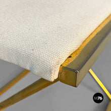 Carica l'immagine nel visualizzatore di Gallery, Stools in golden metal and white fabric, 1980s