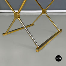 Load image into Gallery viewer, Stools in golden metal and white fabric, 1980s