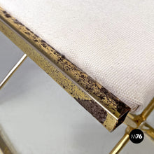 Load image into Gallery viewer, Stools in golden metal and white fabric, 1980s