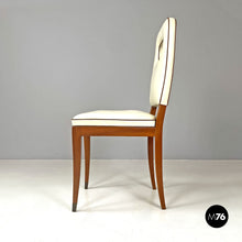 画像をギャラリービューアに読み込む, White leather and wood chair by Giovanni Gariboldi, 1940s