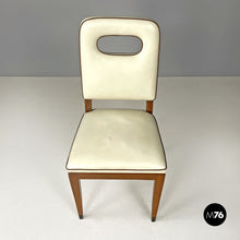 画像をギャラリービューアに読み込む, White leather and wood chair by Giovanni Gariboldi, 1940s