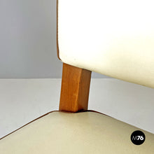 画像をギャラリービューアに読み込む, White leather and wood chair by Giovanni Gariboldi, 1940s