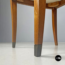 画像をギャラリービューアに読み込む, White leather and wood chair by Giovanni Gariboldi, 1940s