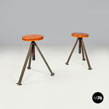 Load image into Gallery viewer, Adjustable stools in wood and metal, 1960s