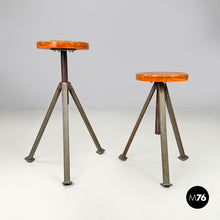 Load image into Gallery viewer, Adjustable stools in wood and metal, 1960s