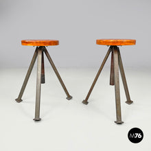 Load image into Gallery viewer, Adjustable stools in wood and metal, 1960s
